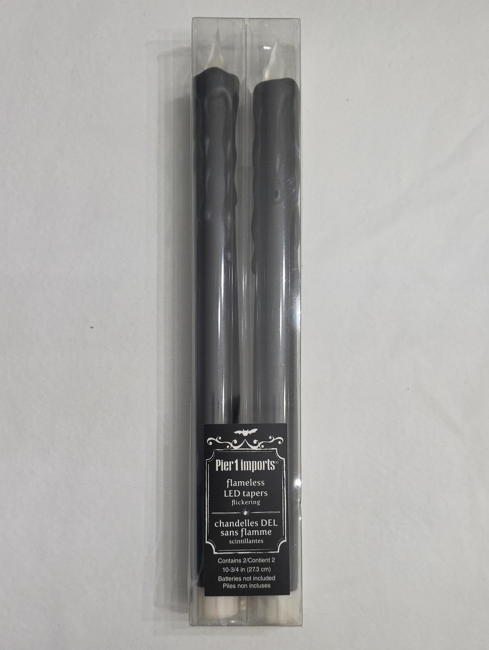 Pier 1 Imports Black Flameless LED Flickering Taper Candles New In Box